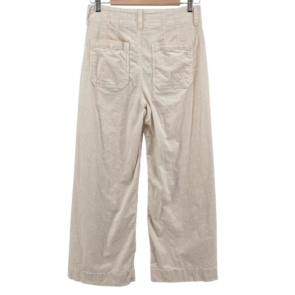 Maeve Anthropologie Colette Wide Leg Corduroy Pants 27 Ivory Cream High Rise - Picture 2 of 8